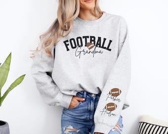 Football Grandma Sweatshirt Personalized Football Sweatshirt Grandma Football Sweater Names on Sleeve Football Grandma Gift Football Mimi