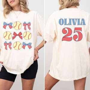 Custom Softball Shirt Mom Softball Shirt Softball Coquette Bow Shirt Softball Game Day Shirts Personalized Softball Shirts Softball Gifts