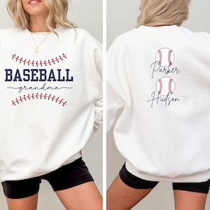 Baseball Grandma Sweatshirt Grandma Baseball Sweatshirt Baseball Grandma Sweater Player Name Baseball Gift for Grandma Ballpark Grandma Gift