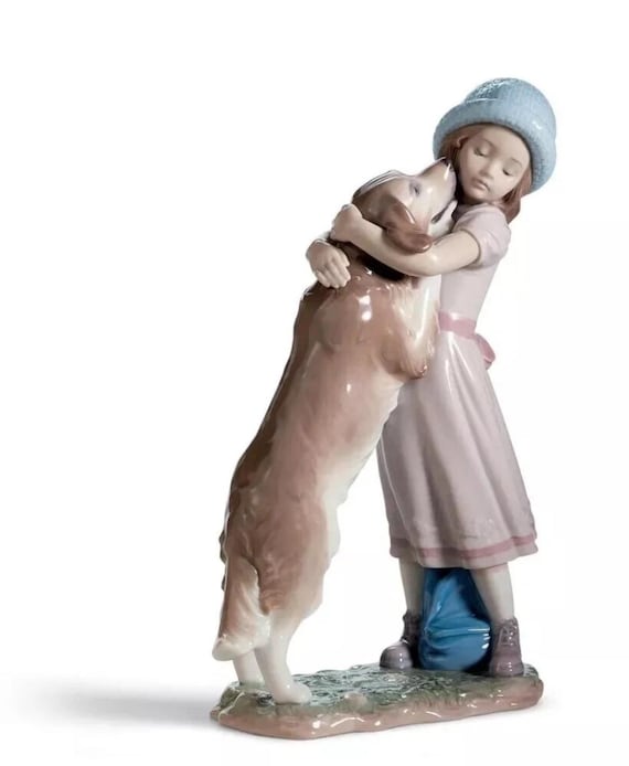 リヤドロ スペイン #6903 「温かい歓迎」 少女と犬の置物 – 廃盤