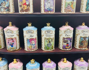 Vintage Lenox Disney Spice Jar Set | 24K Gold, Wooden Rack - Etsy