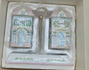 Lenox Spice Village Salt & Pepper Shakers: Vintage Cottage Kitchen Decor