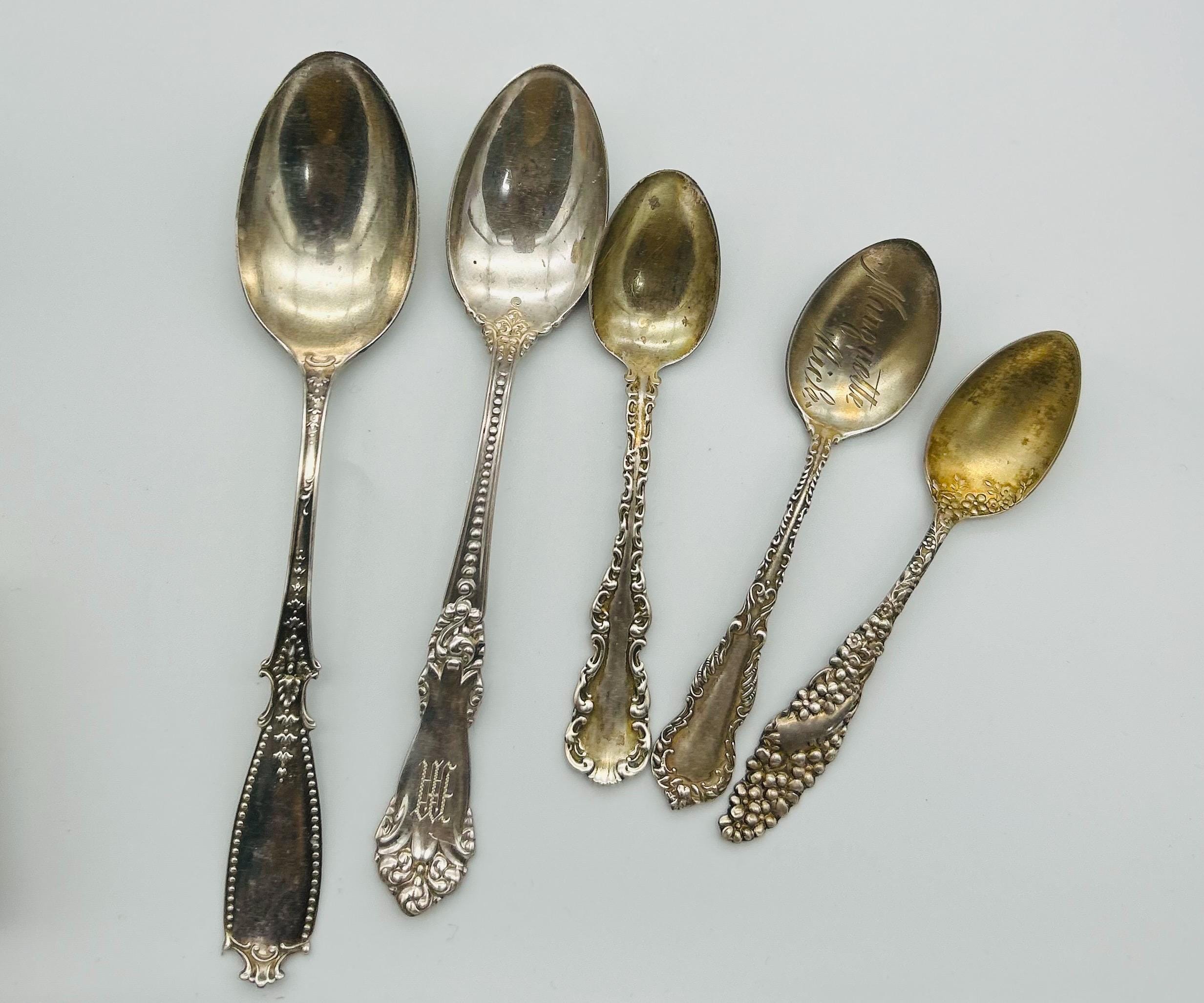 Sterling 刻印　ゴーハム　銀製　食台　360g 東S8-0520☆2F ヴィンテージ スターリングシルバー スプーンセット：ロジャース