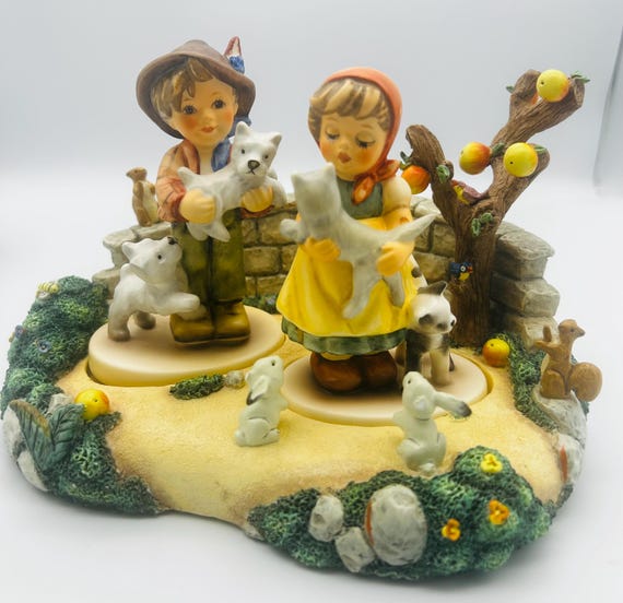 Vintage Goebel Hummel Figurines: Tender Love, Frisky Friends Porcelain Set