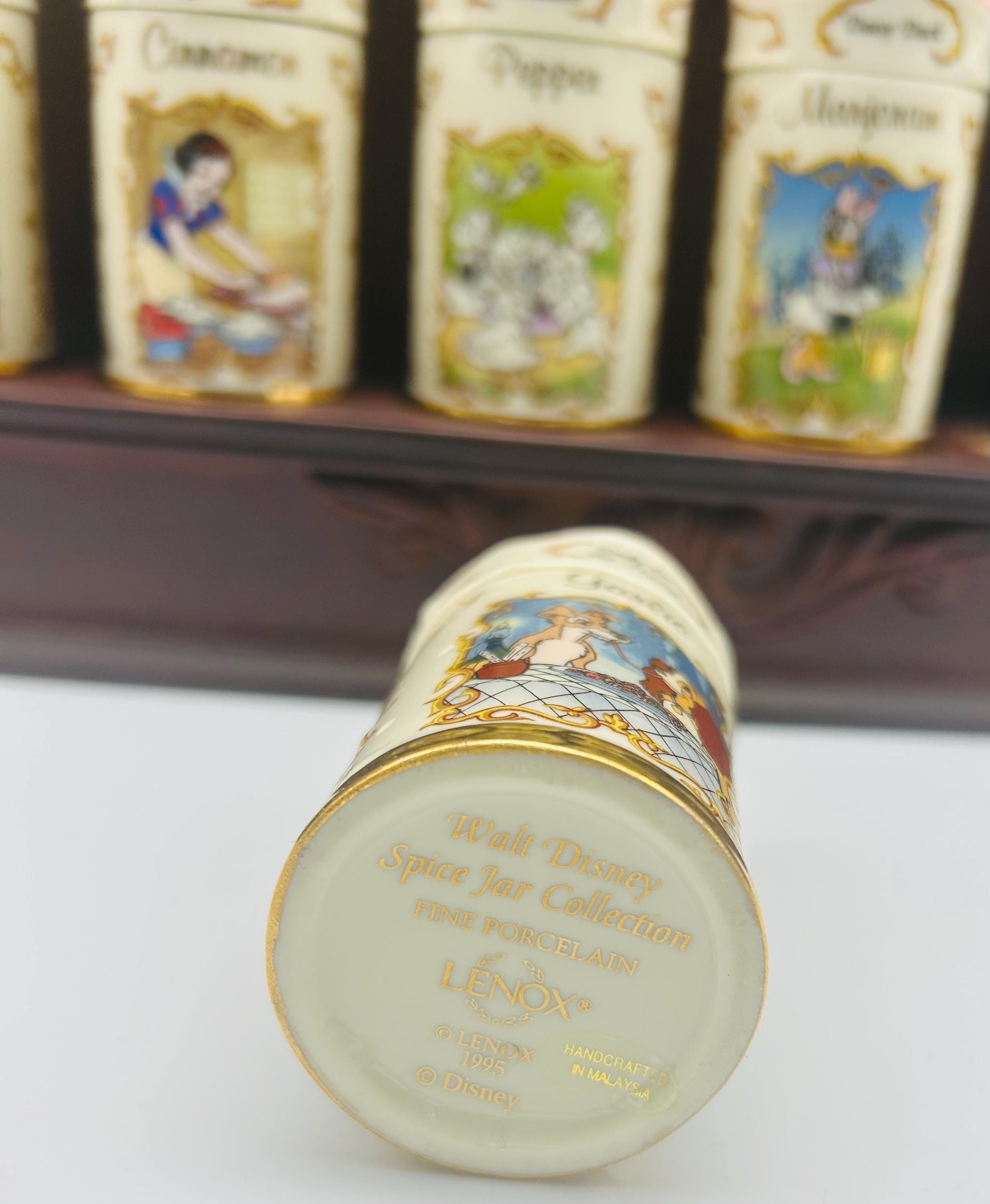 Vintage Lenox Disney Spice Jar Set | 24K Gold, Wooden Rack - Etsy
