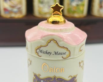 Vintage Lenox Disney Spice Jar Set | 24K Gold, Wooden Rack - Etsy
