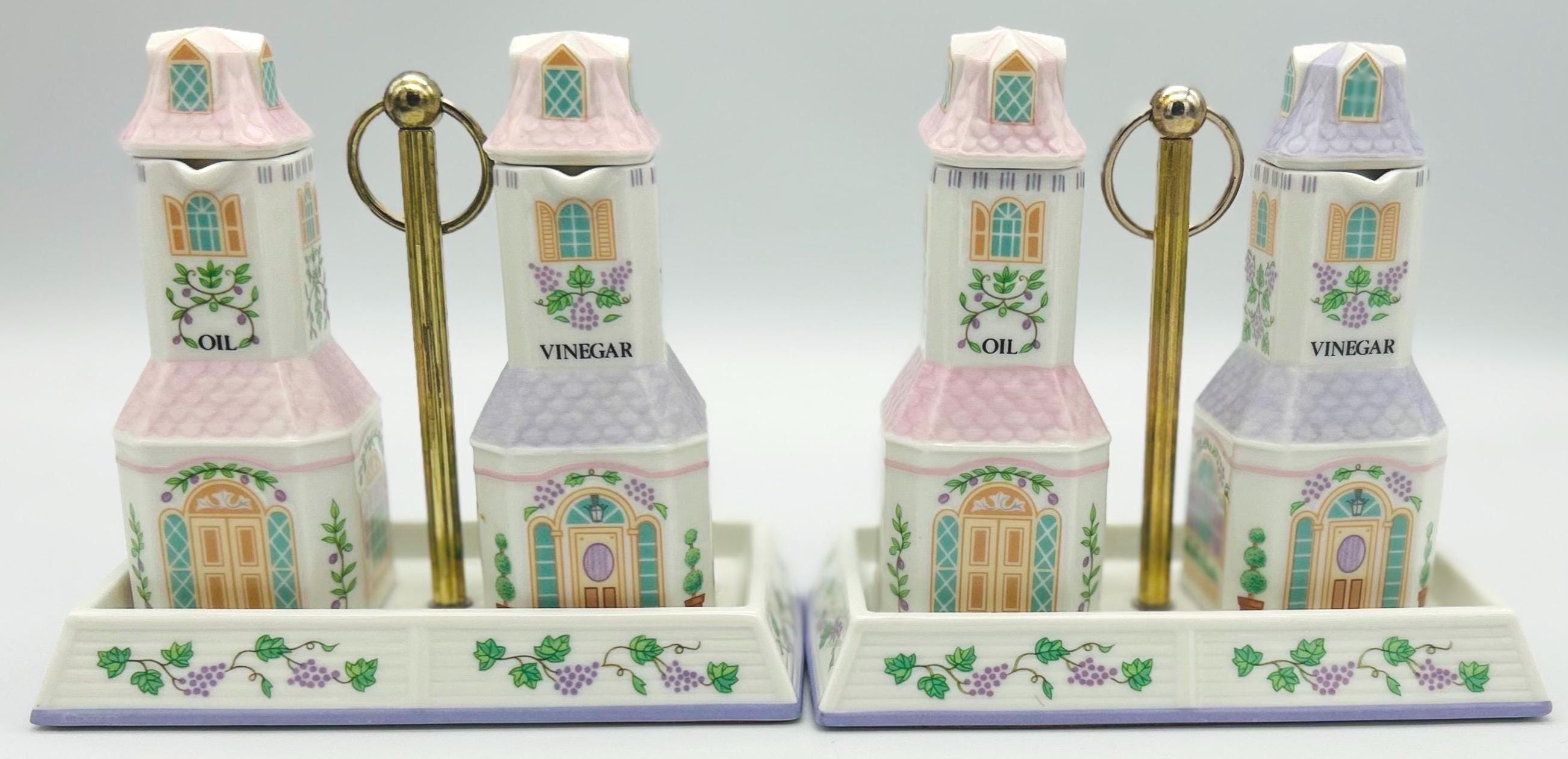 Vintage Lenox Spice Village Oil & Vinegar Set With Caddy: 1993