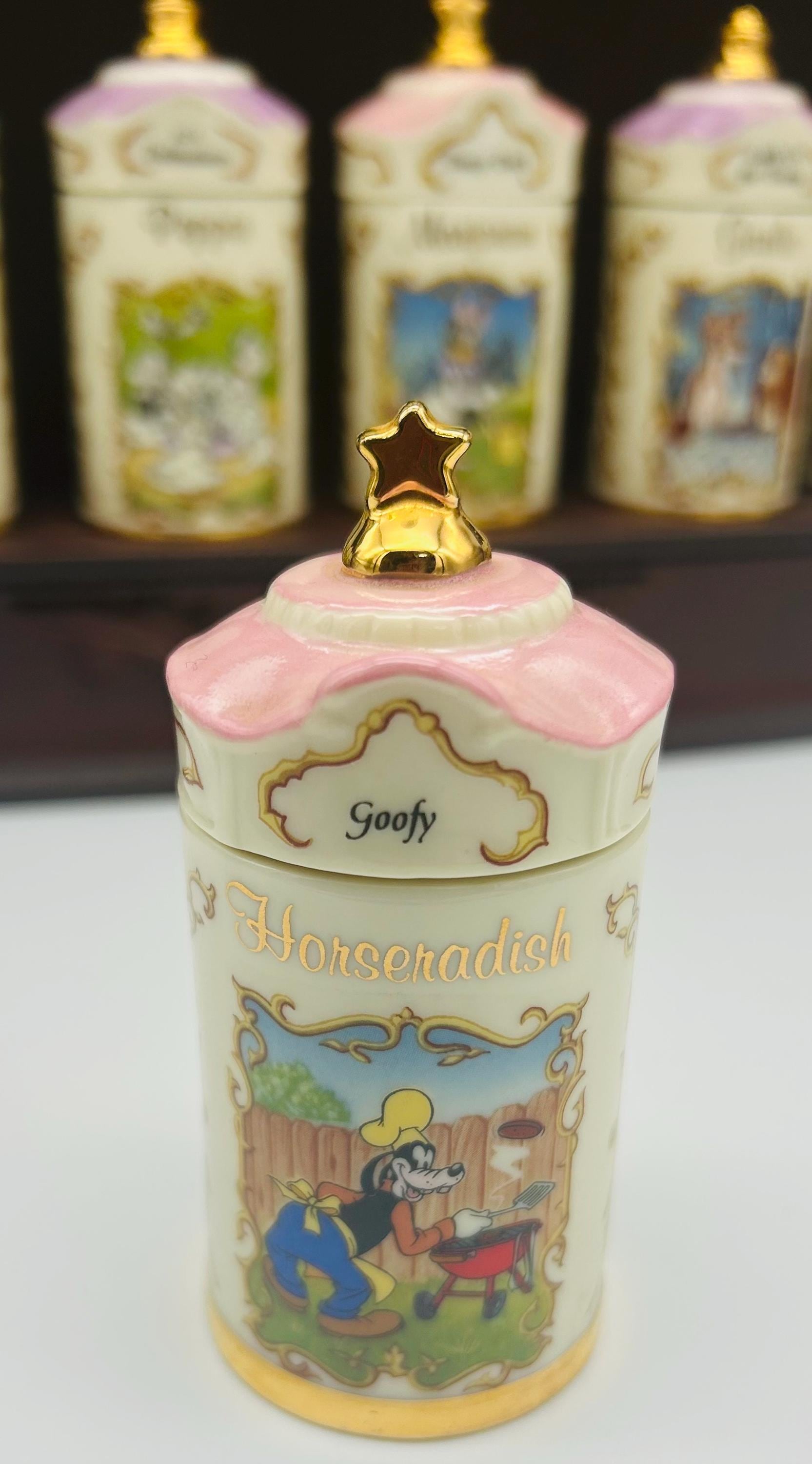 Vintage Lenox Disney Spice Jar Set | 24K Gold, Wooden Rack - Etsy