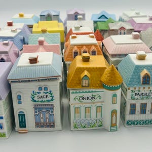 24-Piece Lenox Spice Village 1989 Jar Set – No Rack – Hand-Painted Porcelain – Vintage Cottage Kitchen Collectible