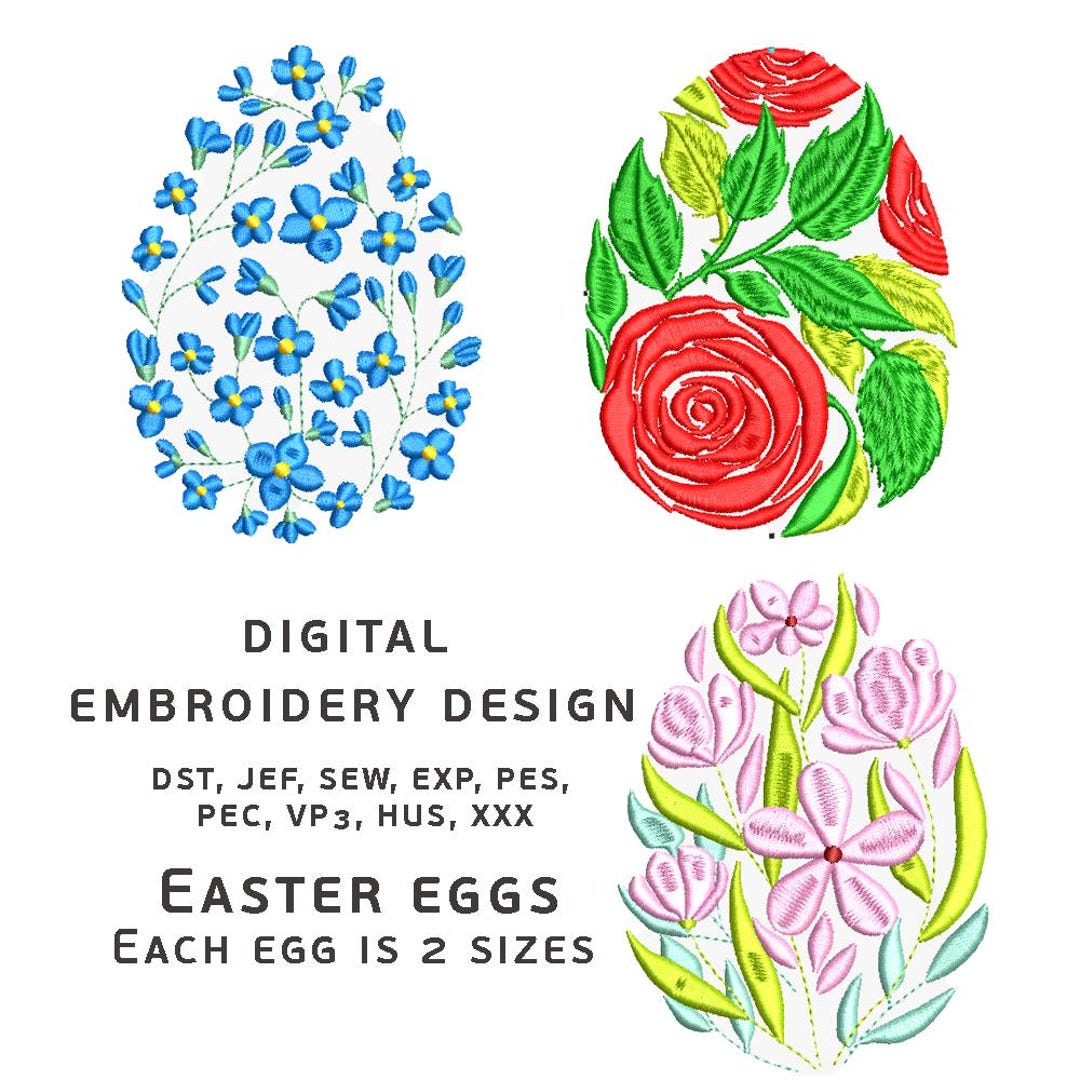 Easter Egg Embroidery Design Set, Floral Egg Machine Embroidery, Spring ...