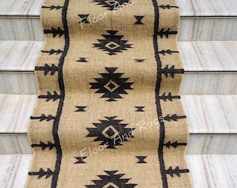Wool Jute Kilim Runner Rugs, Black Color Runner, Handwoven Floor Area Navajo Carpet, Outdoor, Living Room Earthy Persian Stairs Runner.
