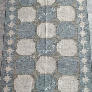 Wool Jute Rug, Kilim Jute Rug, Flatweave Rug, Bohemian Rug, Indian Dhurrie Rug, Navajo Kilim Rug, Custom Rug, 4x6 ft Multi Color Rug