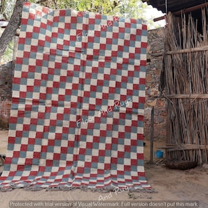 Handmade Checker Rug, Jute Kilim Checkerboard Rug, Home Decor Checkered Dhurrie, Custom Area Rug,Jute Area Rug Home Decor Large Floor Carpet