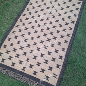 Handmade Wool Jute Kilim Rug, Navajo Kilim Runner Rug, Aztec Rug, Accent Rug, Outdoor Rug, Bedroom Rug, Kilim Rug, Custom Rug, Runner Rug.