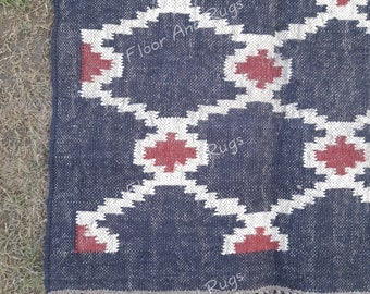 Wool Jute Kilim Rug, Handwoven Wool Jute Rug, Kilim Jute Rug, Flatweave Rug,Bohemian Rug, Indian Dhurrie Rug,Navajo Kilim Rug, Customize Rug