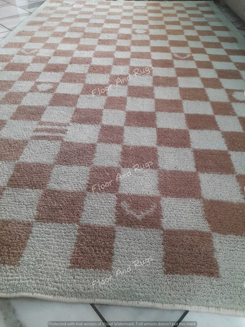 Handmade Check Rug, Checkered Moroccan Rug, Home Decor Rug, Checkerboard Rug, Moroccan Rug, Runner Rug, Floor & Carpet, Custom Rug