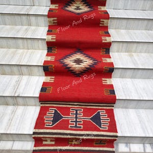 Handmade Kilim Runner Rugs, Handwoven Floor Area Navajo Carpet, Multi Color Runner, Wool Jute Living Room Earthy Persian Stairs Runner