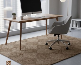 Handwoven Jute Braided Rug: Boho Farmhouse Square Area Rug