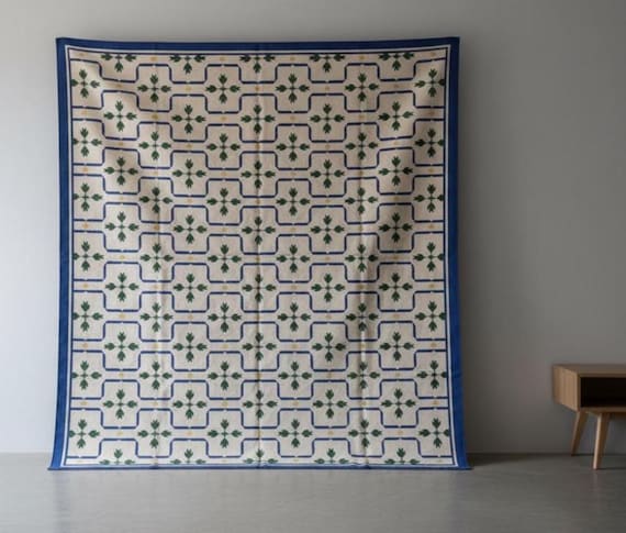 Handgewebter Teppich aus Bio-Baumwolle, flach gewebter Teppich, Sondergröße Dhurrie, Haus & Wohnzimmer, Schlafzimmer Teppich, Bodenteppich, Gästezimmer und Wohndekor Teppich