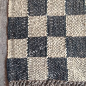 Handmade Checker Rug, Jute Kilim Checkered Rug, Home Decor Area Rug ...