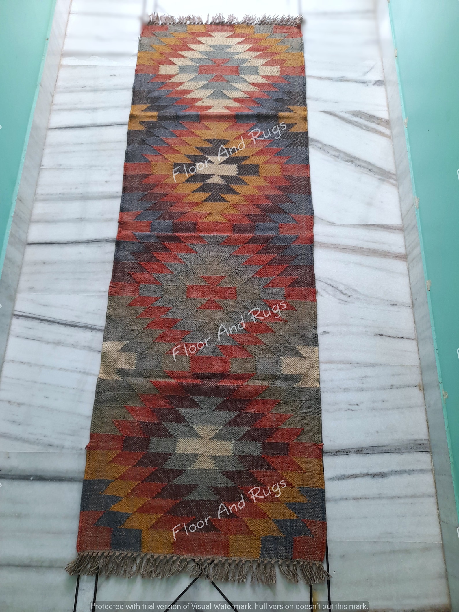 Wool Jute Kilim Multi Color Runner Rug,bedside Runner,custom Stair ...