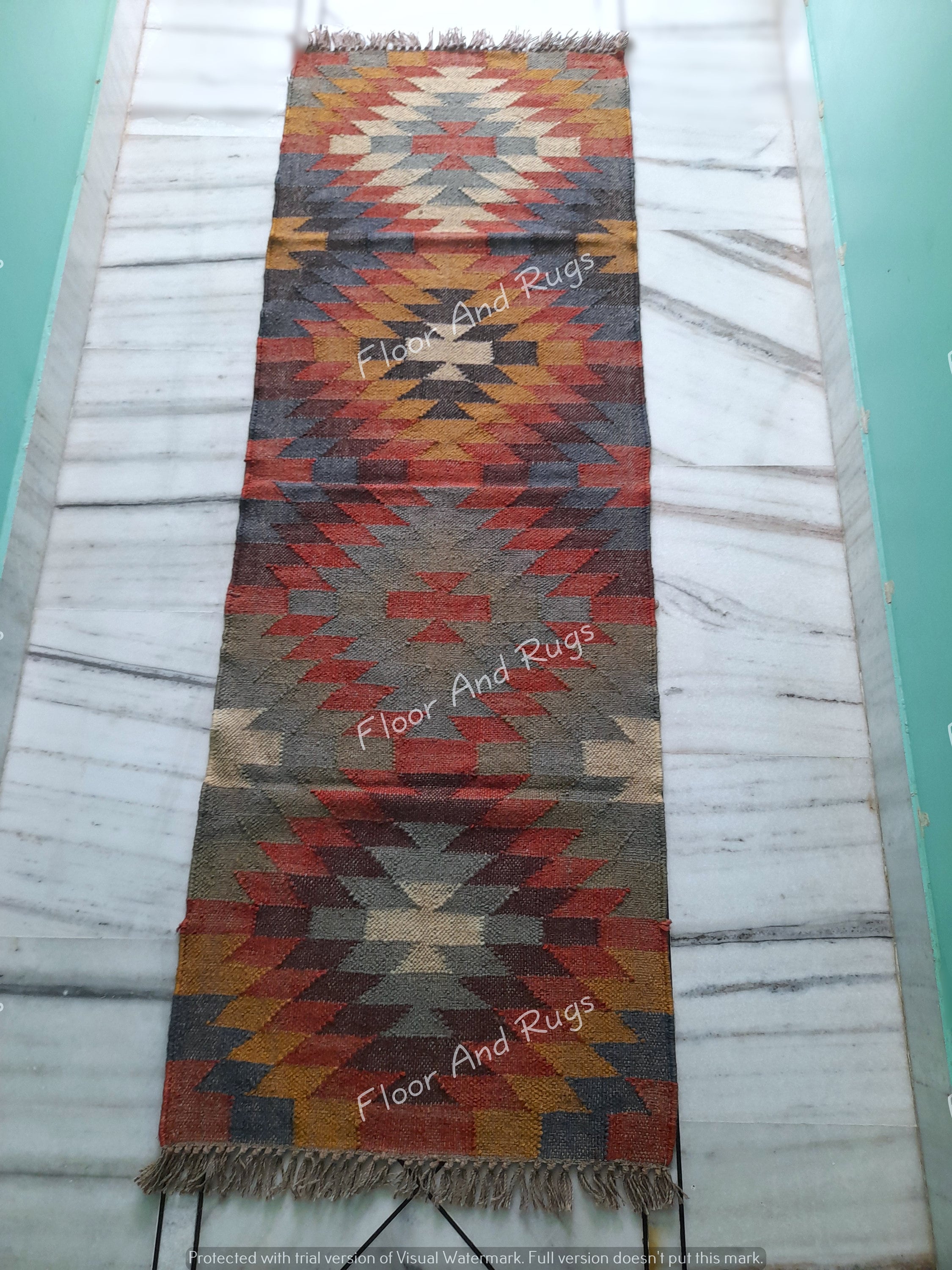 Wool Jute Kilim Multi Color Runner Rug,bedside Runner,custom Stair ...