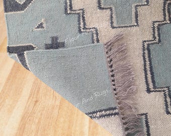 Hand Made Wool Jute Kilim Runner Rug, Indian Rug, Home Decor Area Rug, Jute Kilim Rug, Custom Area Runner Rug, Multicolor Stair Area Rug.