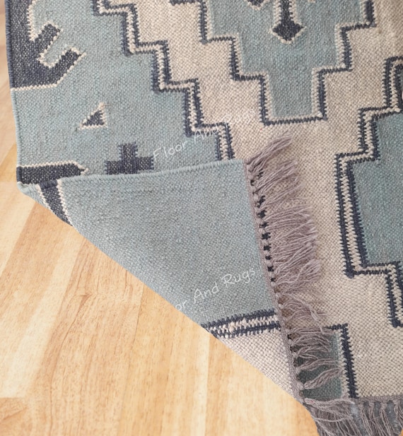 Hand Made Wool Jute Kilim Runner Rug, Indian Rug, Home Decor Area Rug, Jute Kilim Rug, Custom Area Runner Rug, Multicolor Stair Area Rug.