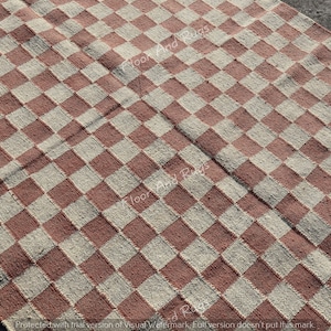 Handmade Checker Rug, Jute Kilim Checkerboard Rug, Home Decor Checkered Dhurrie, Custom Area Runner Rug