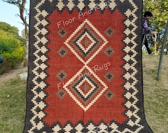 Tapete Navajo, Tapete Kilim de Juta de Lã, Tapete de Juta de Lã, Tapete de Juta Kilim, Tapete Boho, Tapete Dhurrie Indiano, Tapete Navajo Kilim, Tapete Personalizado Tapete Boho.