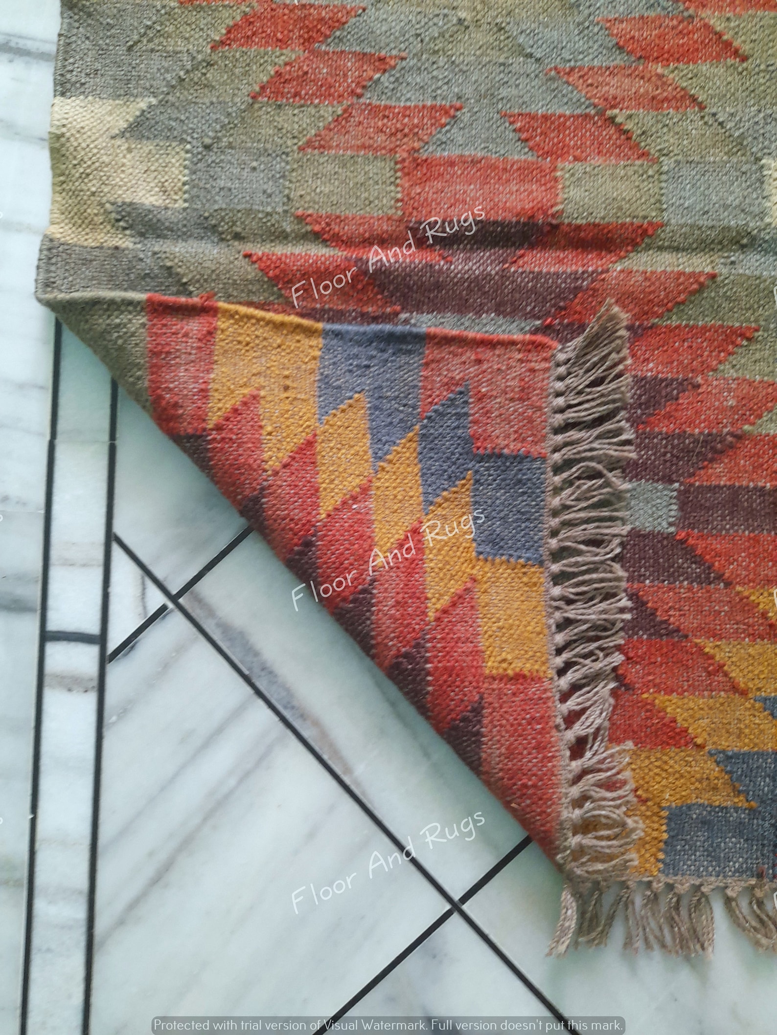 Wool Jute Kilim Multi Color Runner Rug,bedside Runner,custom Stair ...