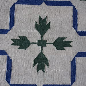 Handwoven Organic Cotton Flat Weave Rug, Custom Size Area Dhurrie, Home & Living Room, Bedroom Rug, Floor Rug, Guest Room and Home Decor Rug image 9