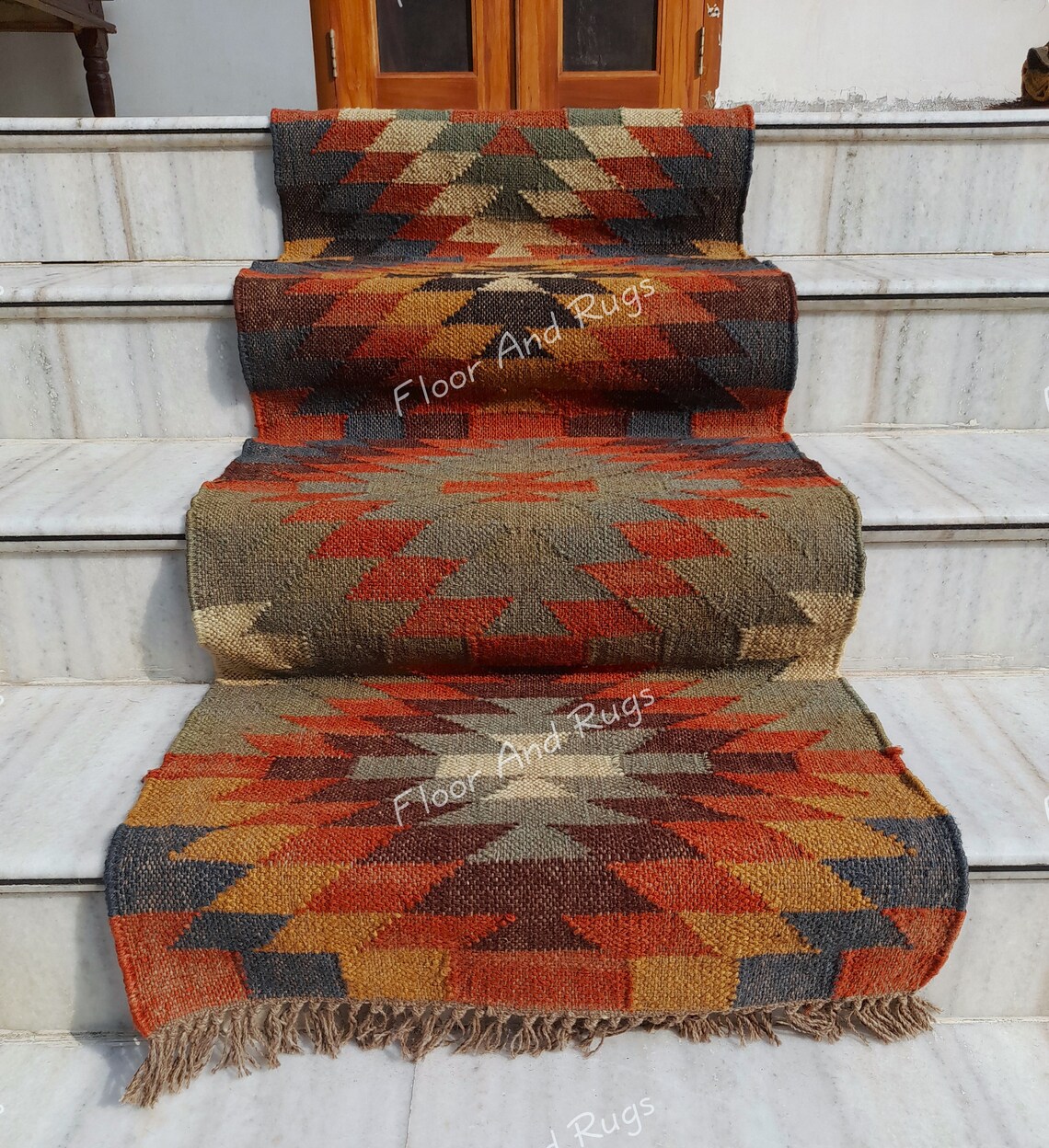 Wool Jute Kilim Multi Color Runner Rug,bedside Runner,custom Stair ...