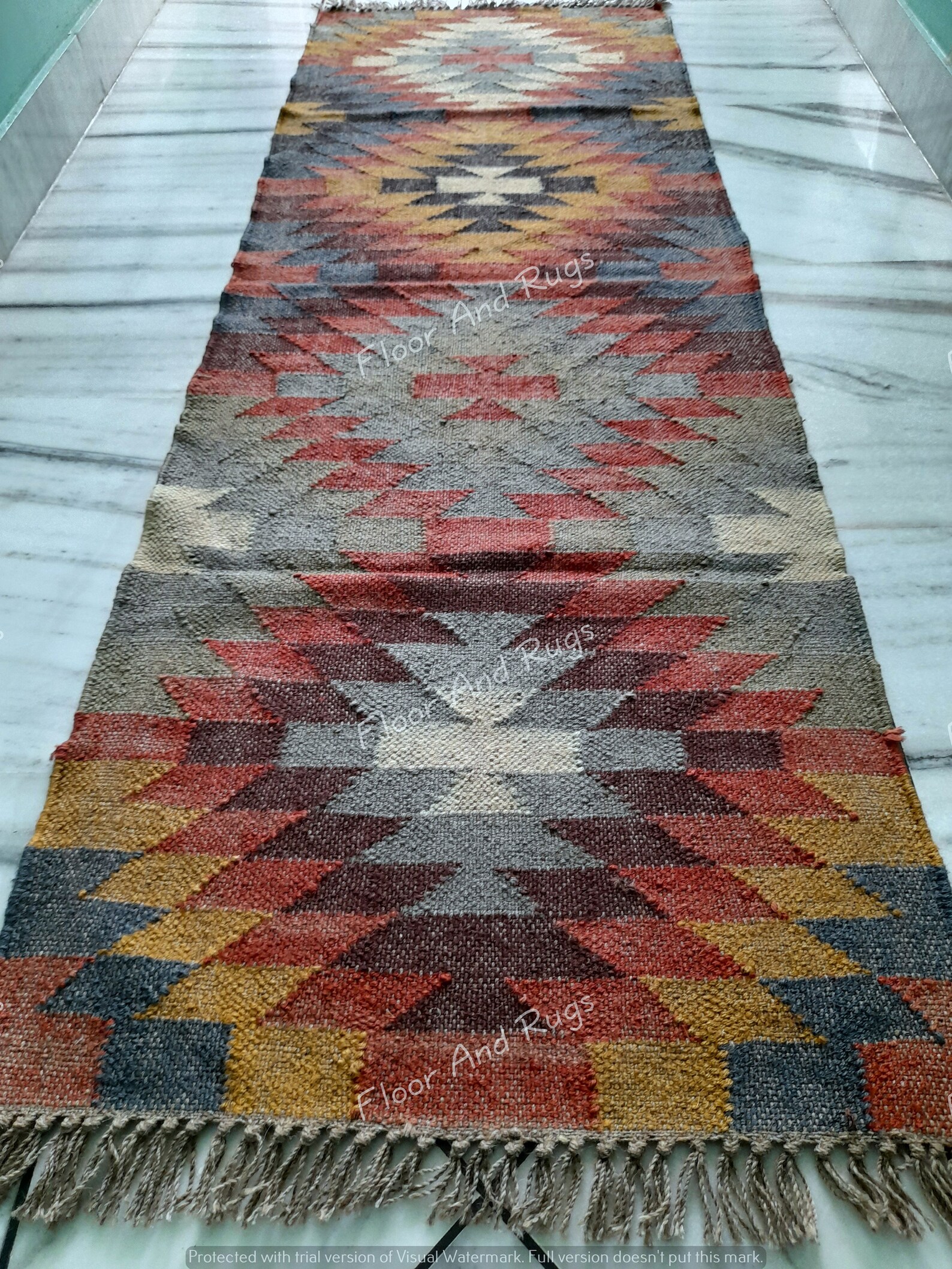 Wool Jute Kilim Multi Color Runner Rug,bedside Runner,custom Stair ...
