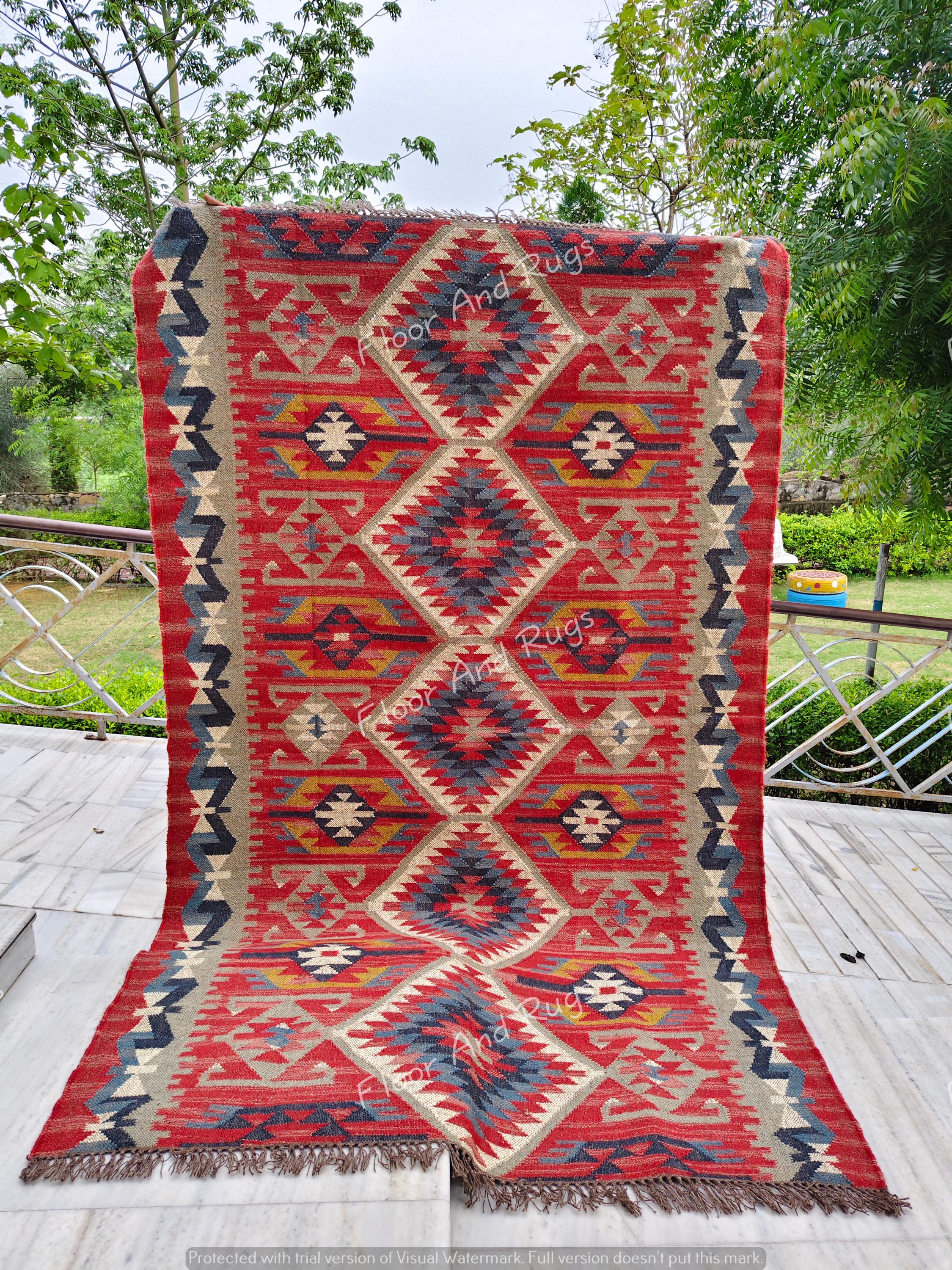 Red Mexican Rugs - Etsy