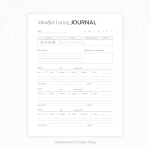Diario imprimible de alimentación consciente: registro diario de comidas y planificador intuitivo de bienestar para alcanzar tus objetivos de salud.