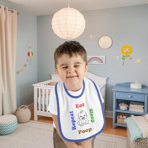 Baby Bib, Adorable Baby Contrast Trim Jersey Bib, Newborn Gift, Baby Shower Present, Infant Feeding Accessories, Baby Clothing