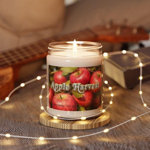 Apple Harvest Scented Candle - Cozy Atmosphere Autumn Soy Candle, 9oz, Home Fragrance Decor, Fall Season Candle, Thanksgiving Gift