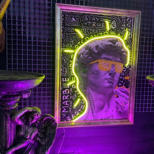 POP Art Neon Leuchtreklame Mona Lisa Leuchtreklame Wanddekoration Home Art Painting Leuchtreklame Geschenke für Ihn personalisierte Geschenke Neon Art Portrait LED