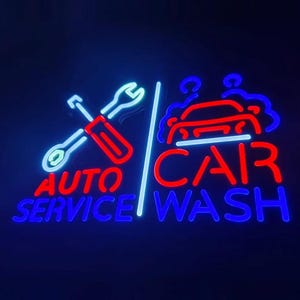 CAR Wash Neon Sign Custom Neon Sign Neon Light For Business Neon LED Design AUTO Service Neon Sign Personalized Gifts Neon Sign For Garage