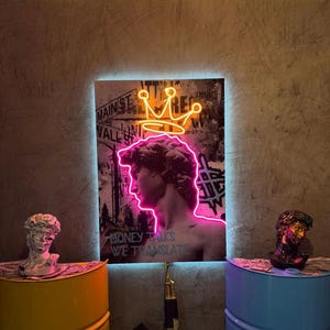 POP Art Painting Neon Sign Mona Lisa Neon Sign Wall Decor Home Art Painting Neon Sign Gifts For Him Personalized Gifts Neon Art Portrait LED