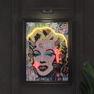 POP Art Painting Neon Sign Marilyn Monroe Sign Wall Decor Home Art Painting Neon Sign Gifts For Him Personalized Gifts Neon Art Portrait LED