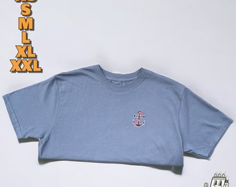 Anchor Embroidered T-Shirt: Unisex Ringspun Cotton