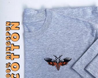 Embroidered Moth T-Shirt: Witchy Organic Cotton Unisex Tee