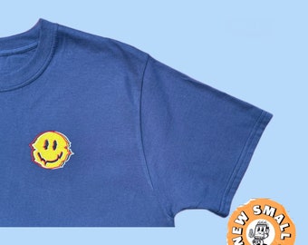 90s Glitch Smiley Face Embroidered T-Shirt