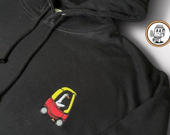 Embroidered Silly Goose Hoodie: 90s Toy Car, Fun gift