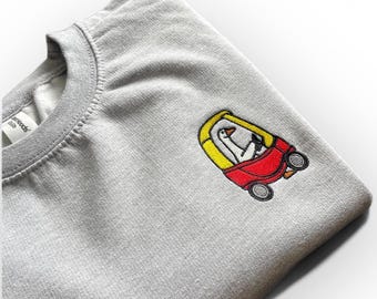 Embroidered Silly Goose Sweatshirt: 90s Car, Funny Crewneck Jumper