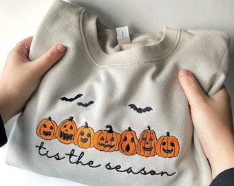Embroidered Pumpkin Halloween Sweatshirt: Autumn Jumper