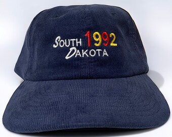 Vintage Style Embroidered Corduroy Cap: South Dakota 1992