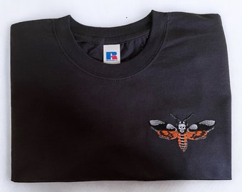 Embroidered Moth T-Shirt: Witchy Gothic Unisex Tee